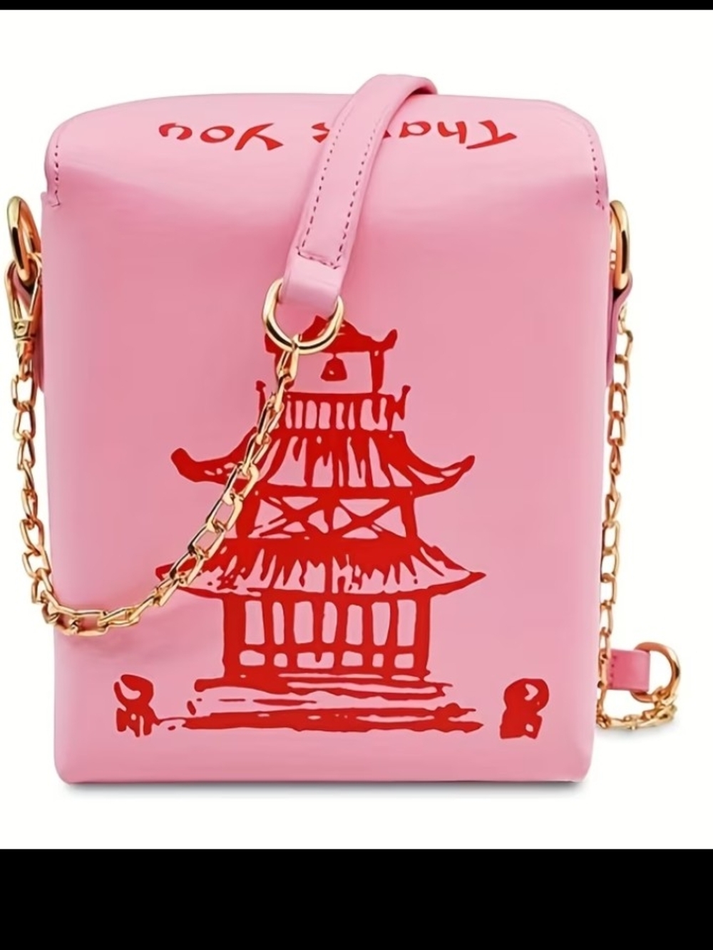 Pink Pagoda Crossbody Bag with Gold Chain